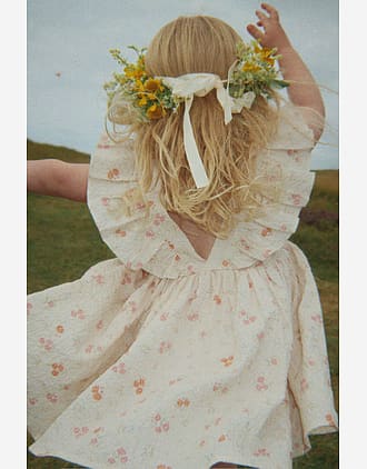 Kjole Barn M/ Volanger - Øko Bomull, Vevd Seersucker-Kvalitet | Elin Frill Dress