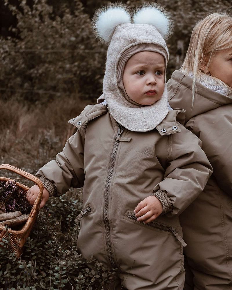 Balaclava Ull 2-Lags - Børstet Ullfleece | Alpaca Pompoms