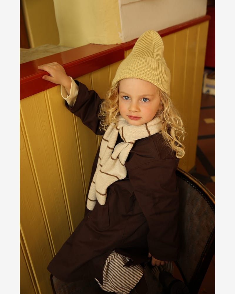 Ull Beanie barn - 100% Merino, Ubehandlet - Rib Lue Fonzie