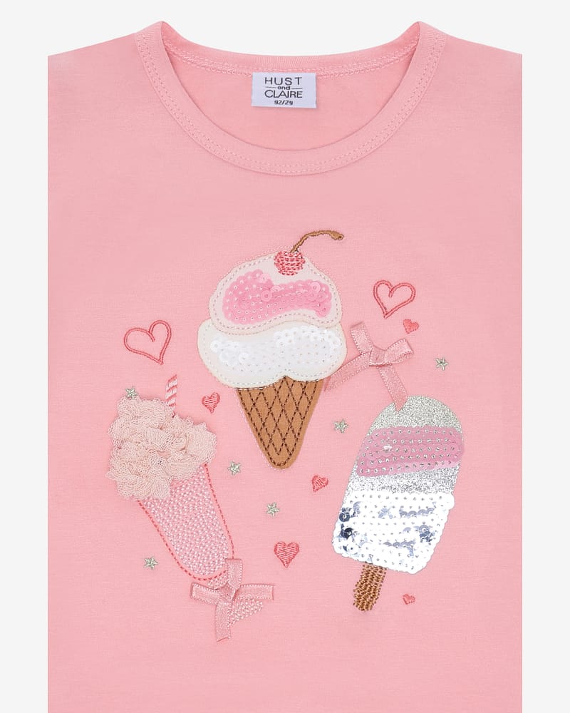 T-skjorte Barn M/ Glitter - Bomull, Elastan | HCAlma Ice cream
