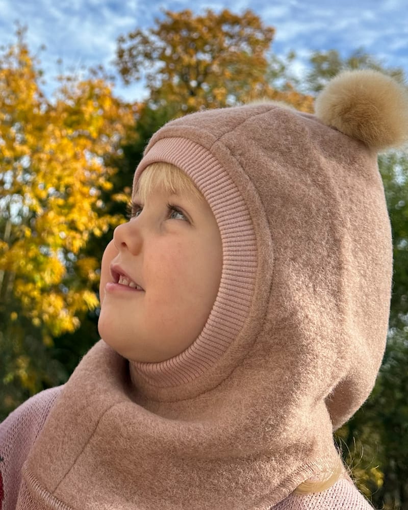 Balaclava Ull 2-Lags - Børstet Ullfleece | Alpaca Pompoms