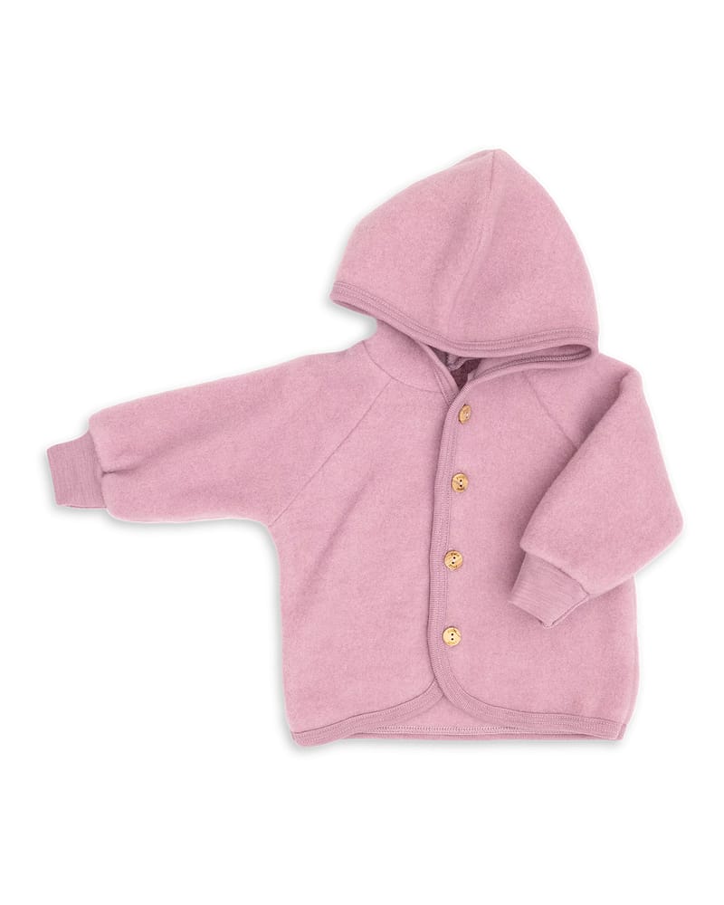 Ulljakke i tykk Ullfleece - 100% Merino, Ubehandlet Ull | Baby Jacket Hooded