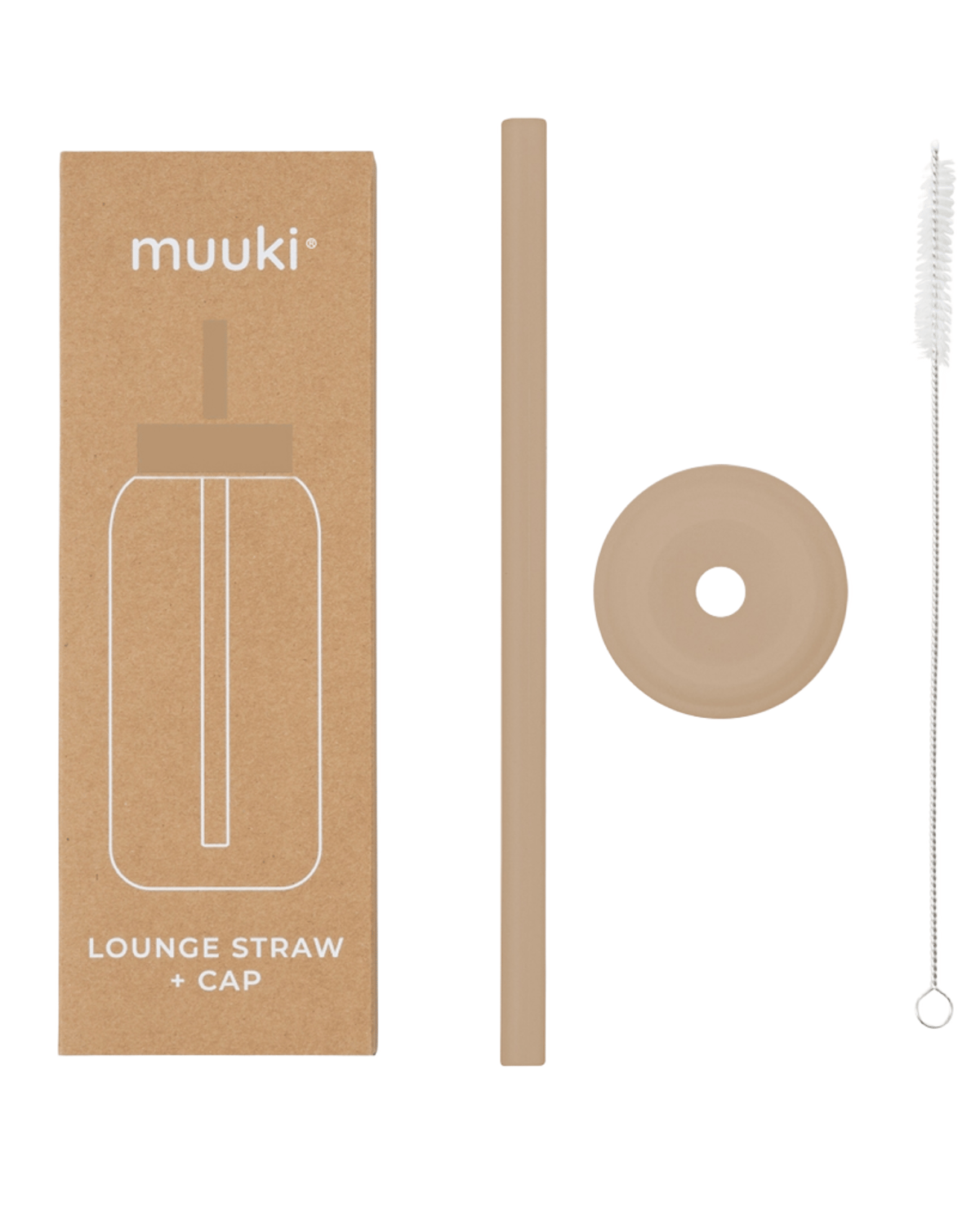Flaskelokk m/ Sugerør til Muuki Daily Bottle – Lounge Straw + Cap, Milk Coffee