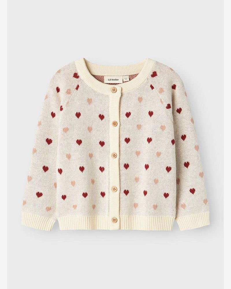 Cardigan Barn - Jacquardvevd, Øko Bomull | Saran Knit Card Heart