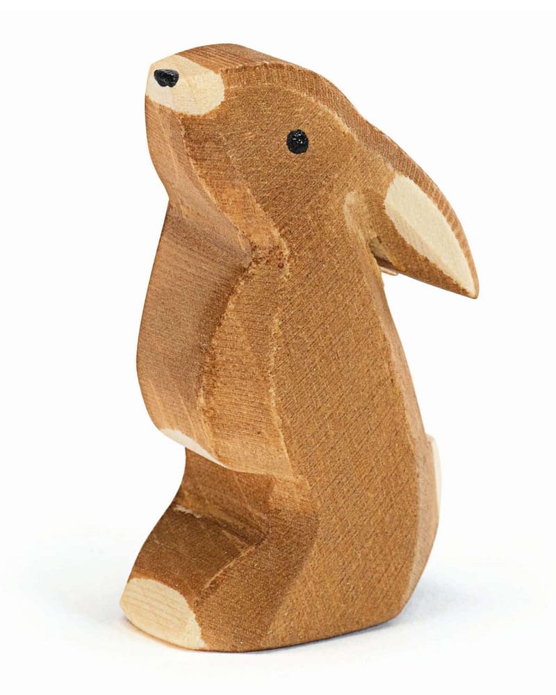 Kanin Lekedyr - Håndlaget Trefigur | Dyrefigurer Bondegård og Skog, liten 5cm, Kanin