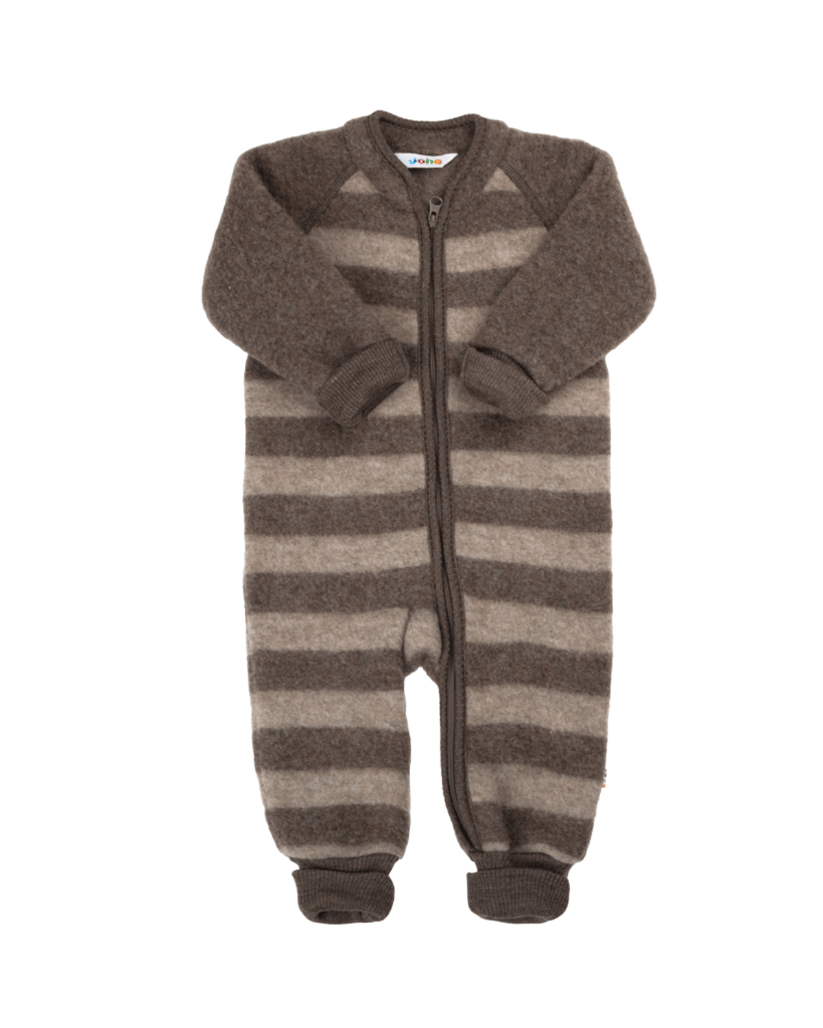 Ulldress i Ullfleece M/ Glidelås – 100% Merino | Heavy Basic, Brun / Beige Striper