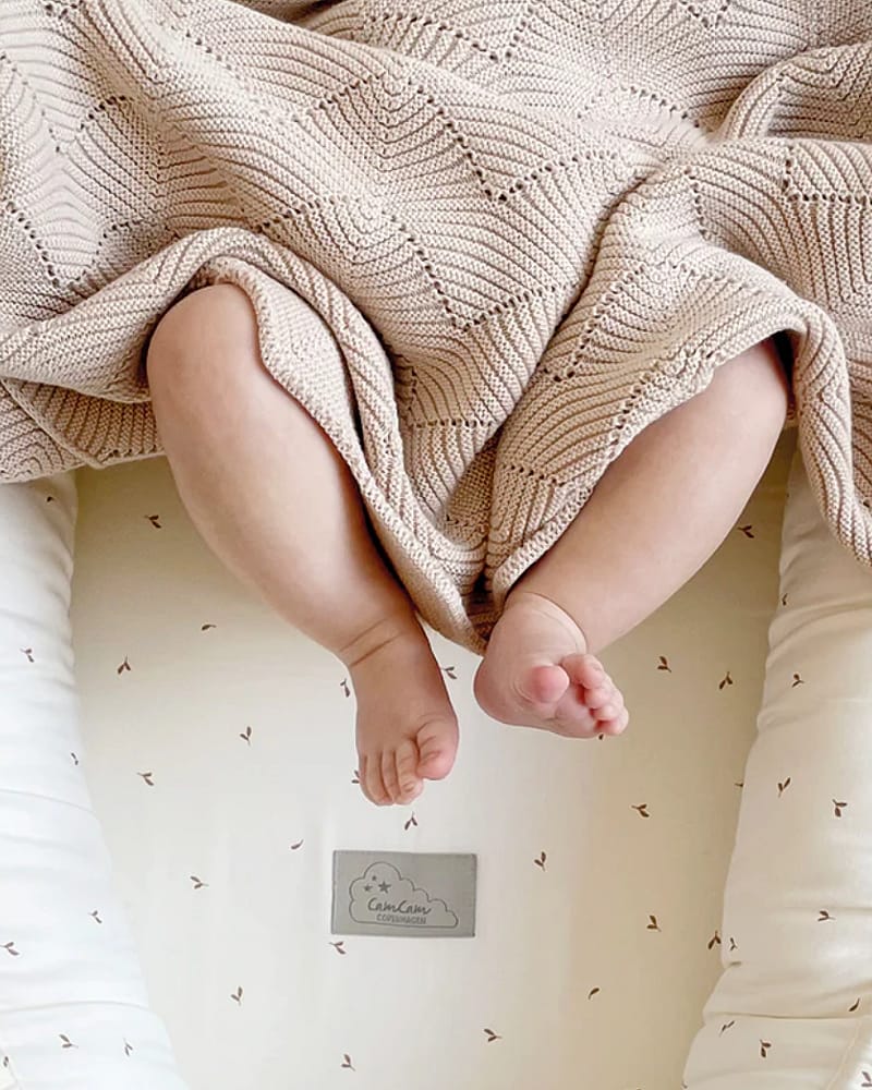 Babyteppe - 80x100 - Strikket Øko Bomull | Scallop Knit Blanket