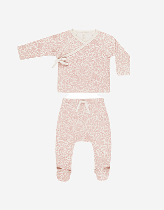 Wrap top + Footed pant set