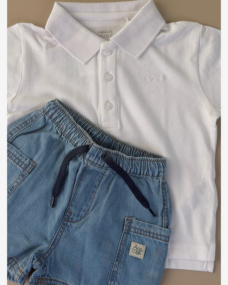 Shorts til Barn m/ Elastisk linning og snøring | HCHans Soft denim