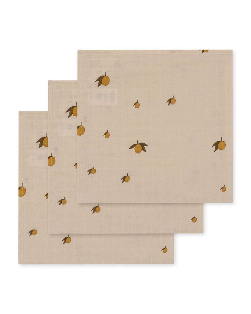 Gulpekluter 3pk - 100% Øko Musselin - 65x65cm