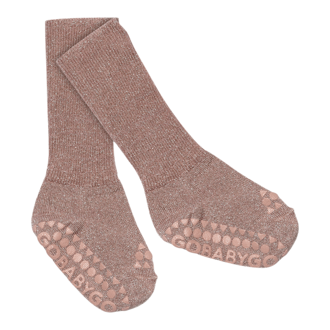 Krabbesokker i Bambus med Glittertrå, Rosa m/ Glitter- Wood rose