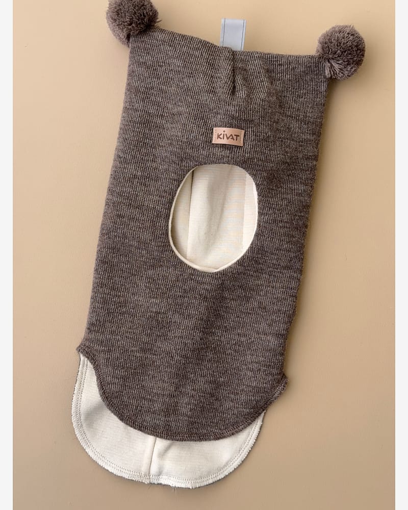 Balaclava Ull m/ Bomullsjersey fôr og Vindstopper | Ubehandlet Ull