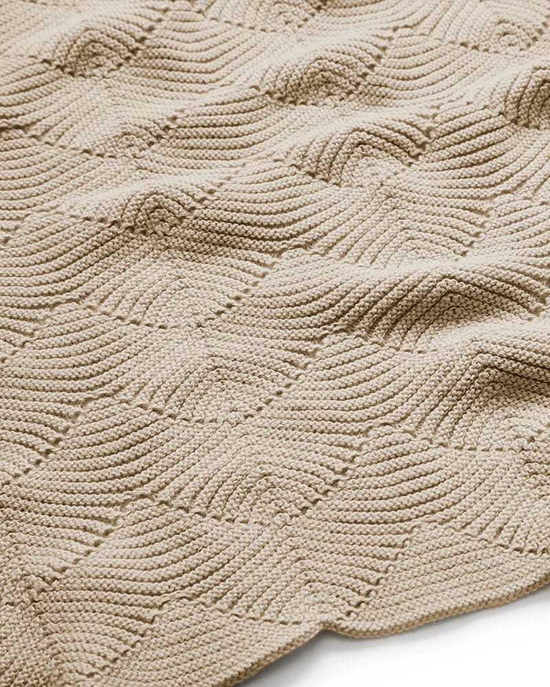 Babyteppe - 80x100 - Strikket Øko Bomull | Scallop Knit Blanket