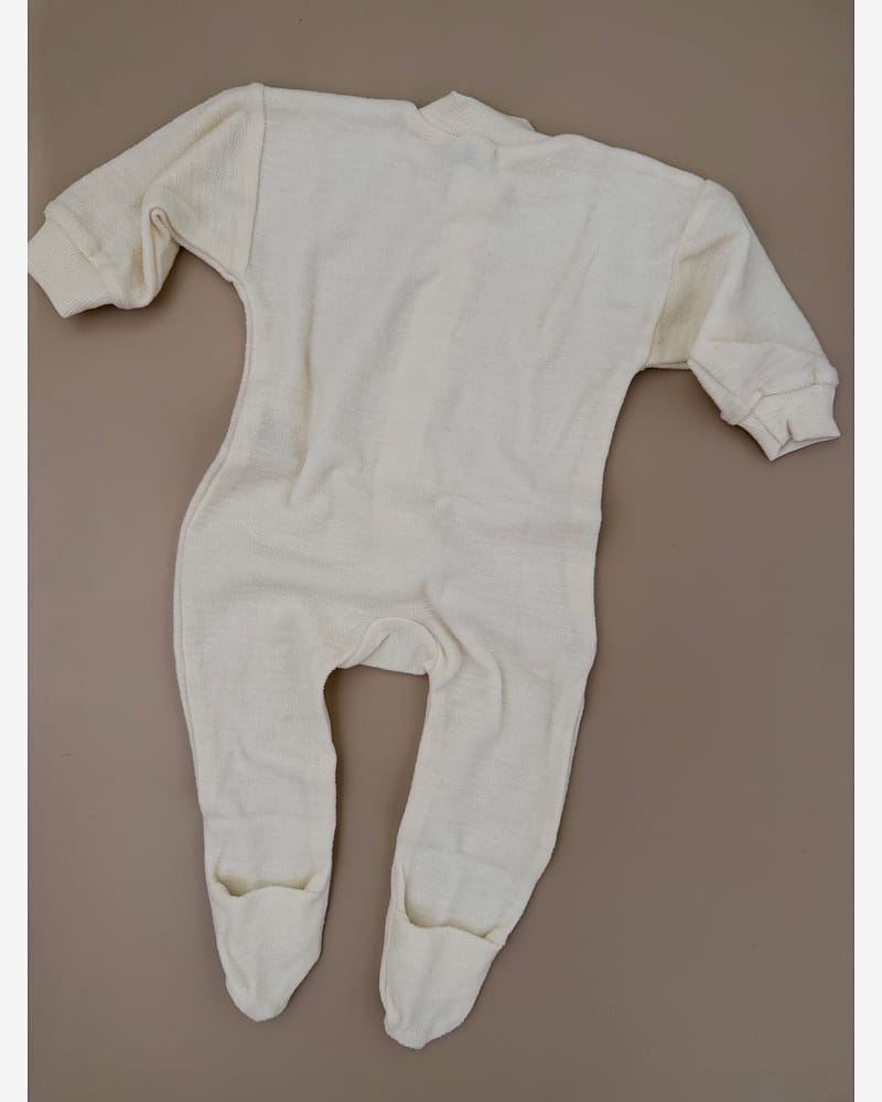 Pysjamas med Føtter i ullfrotte - 100% ubehandlet ull