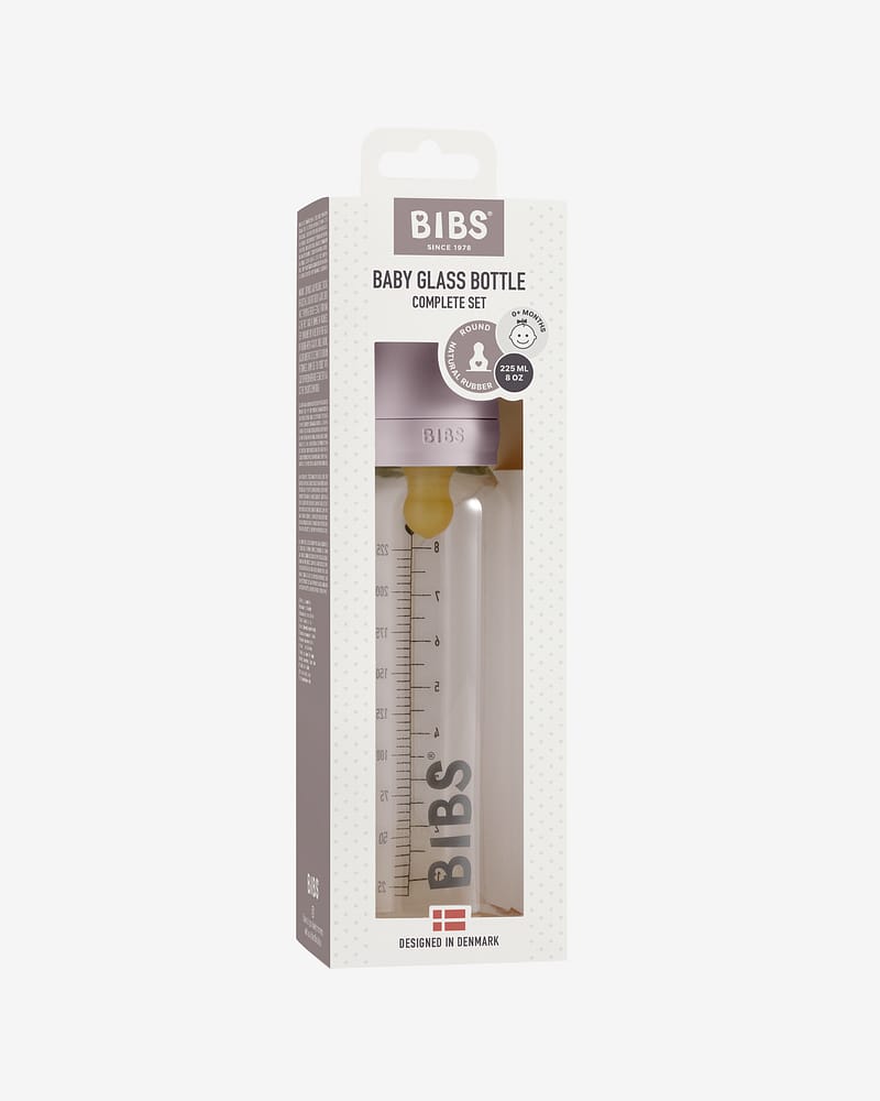 BIBS Tåteflaske i Glass 225 ml - Komplett Sett