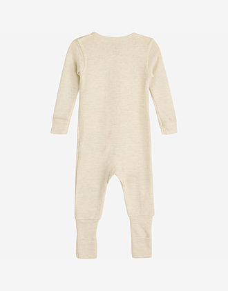 Ullpysj Baby - Heldrakt to-veis glidelås og trylleføtter - Pointelle, 85% Merino, 15% Silke | HCMili Pointelle