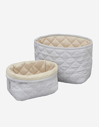 Oppbevaringskurv 2pk - Reversibel Quilt - Økologisk