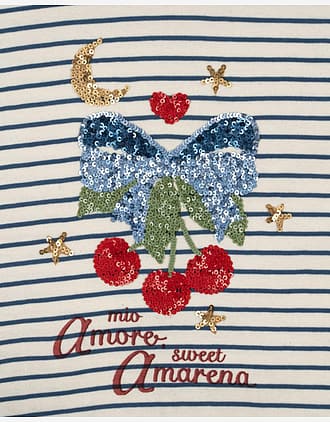 Bluse med Print & Glitter Paljetter - 100% Øko Bomull | Lin LS Tee
