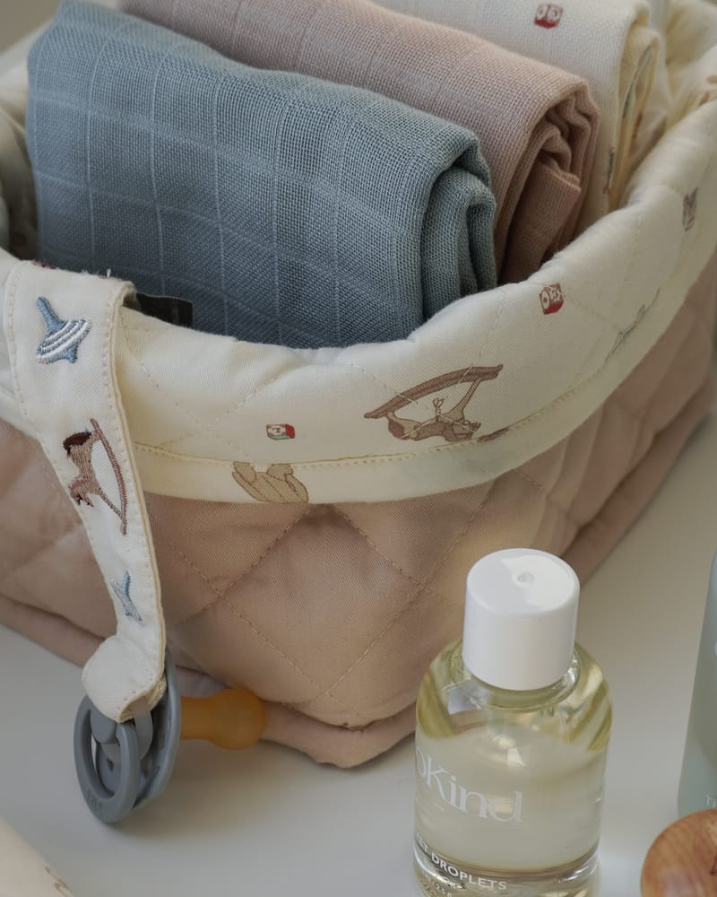 Oppbevaringskurv 2pk - Reversibel Quilt - Økologisk