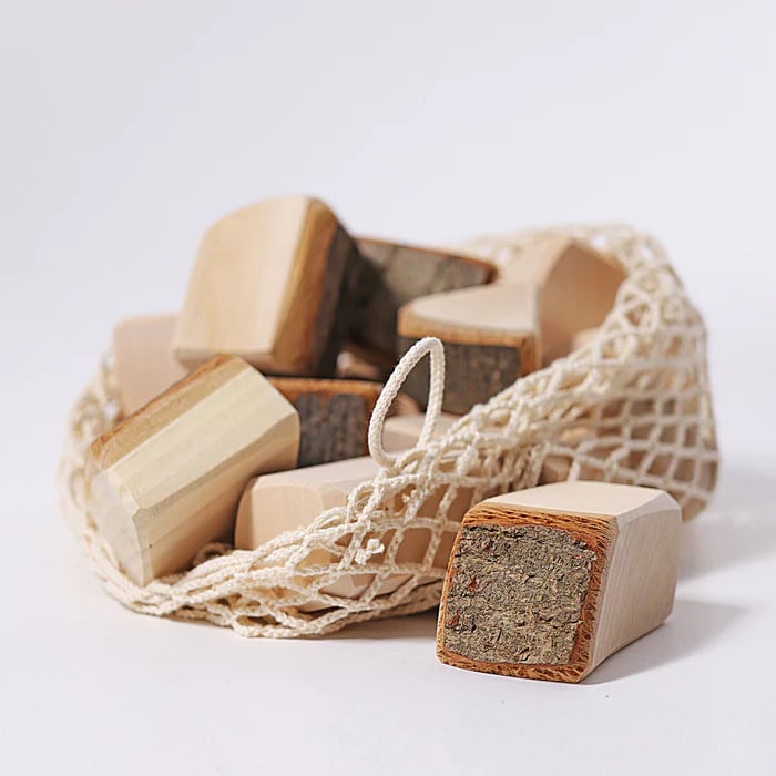 Treklosser med bark, Store 15stk – Barn 0år+ | Natural Blocks