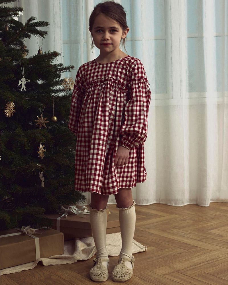 Kjole Barn M/ Volanger - Øko bomull | NMFRIO LS LOOSE DRESS LIL