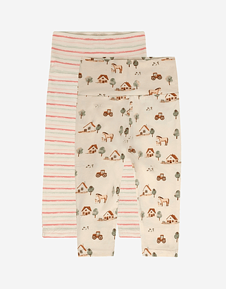 Leggings Baby m/ dobbelt liv 2pk - Bomull, Elastan | HCLuca