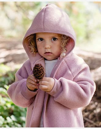 Ulljakke i tykk Ullfleece - 100% Merino, Ubehandlet Ull | Baby Jacket Hooded