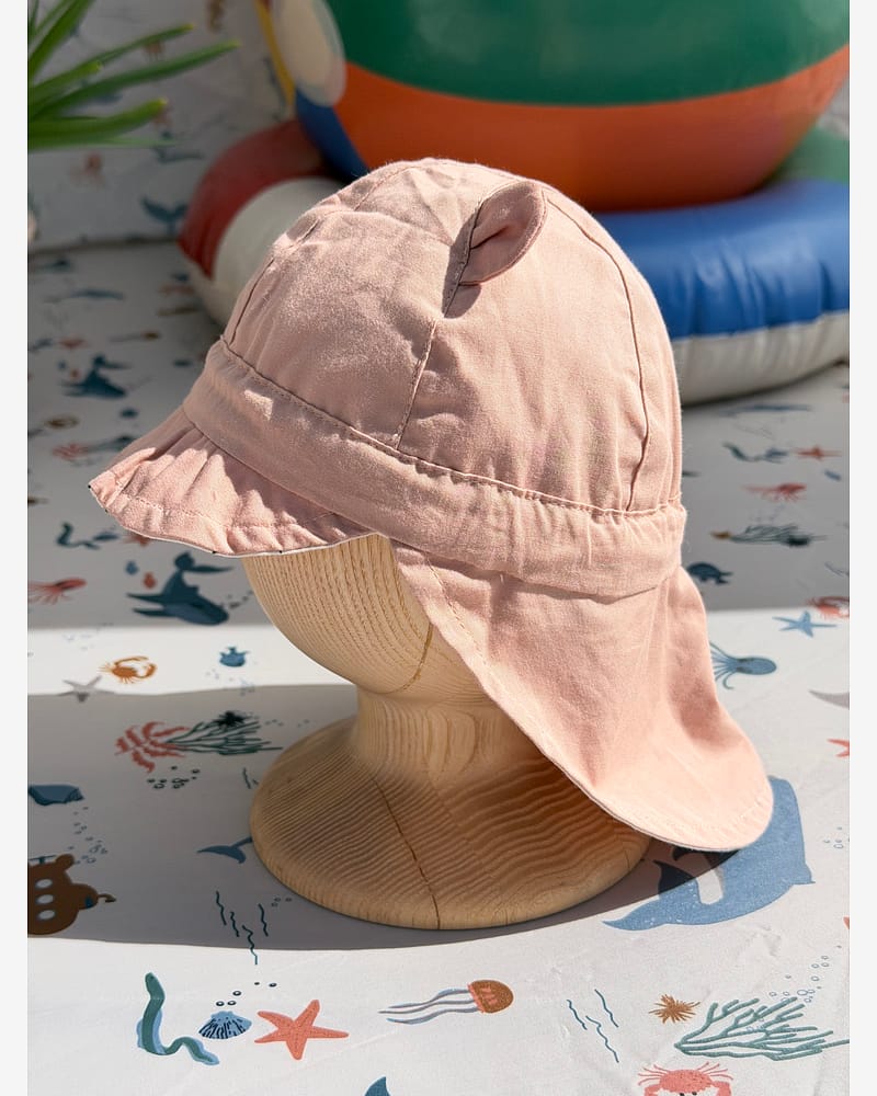 Solhatt m/ Nakkeskygge - Reversibel, 100% Øko Bomull | Gorm