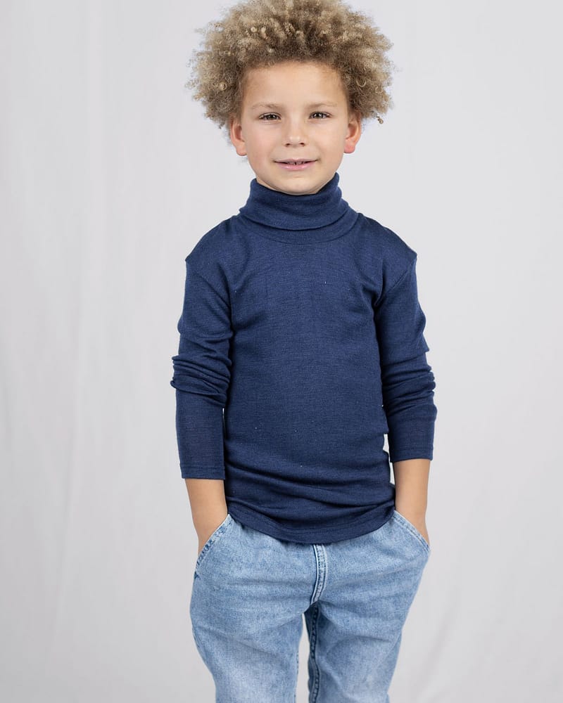 Ulltrøye med Turtleneck - 70% Merino 30% Silke - Ubehandlet Ull