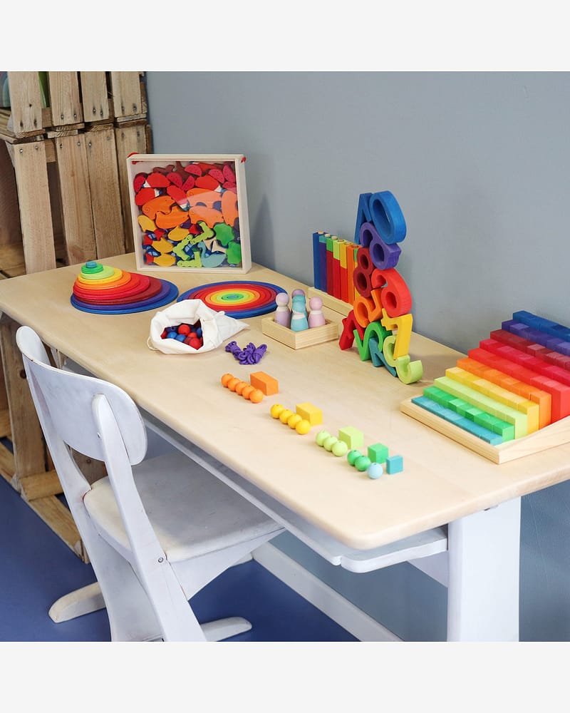 Små Telleklosser i Trapp - 100 Byggeklosser i Treramme | Small Stepped Counting Blocks