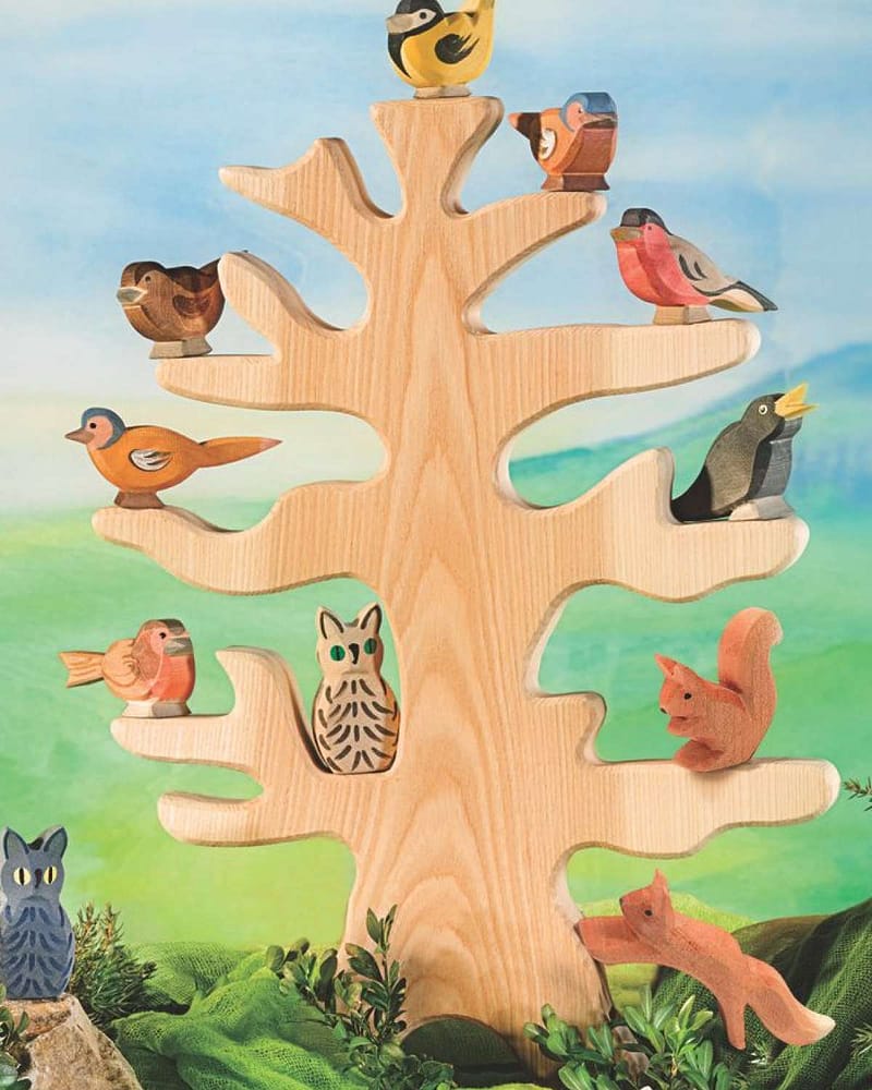 Stort Tre for trefigurer - 32cm - Håndlaget | Bird Tree With Support