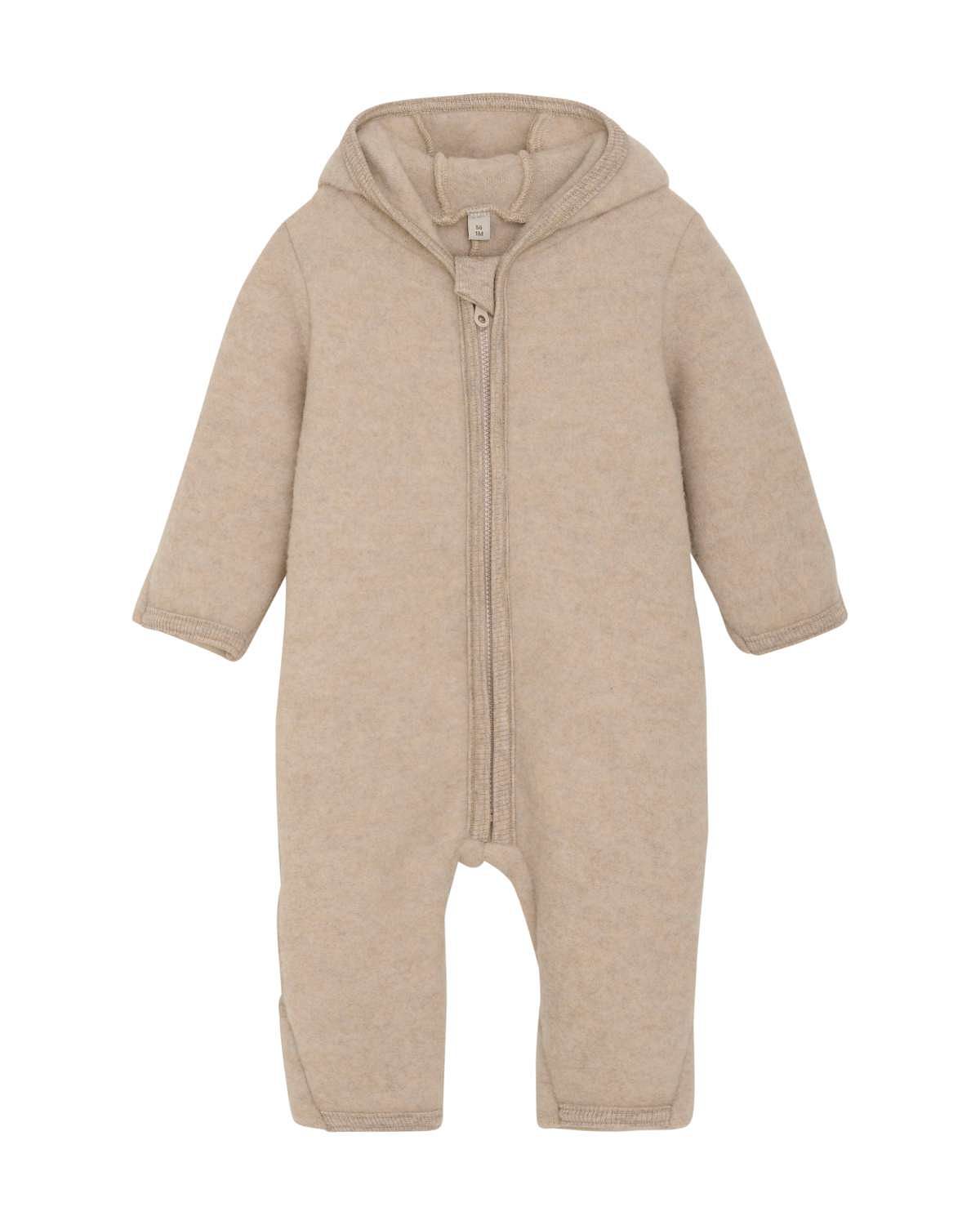 Huttelihut Dress Pram Suit Ears - Ullfleece Baby | Beige Camel