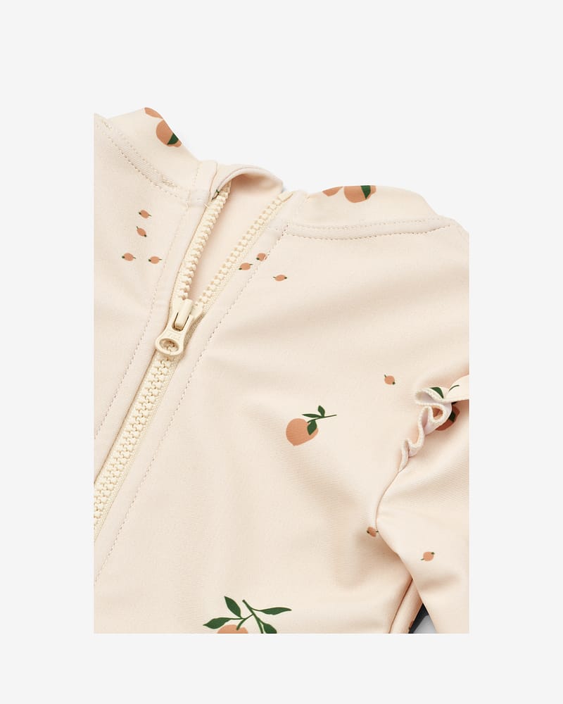 Badedrakt med Armer og Volanger - UV drakt UPF 40+ | Sille Baby Printed Swimsuit