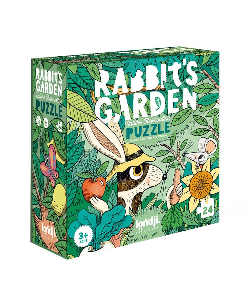 Puslespill og "Hvor er..."-spill - 2i1 Puslespill Barn 3år+ | Rabbit's Garden