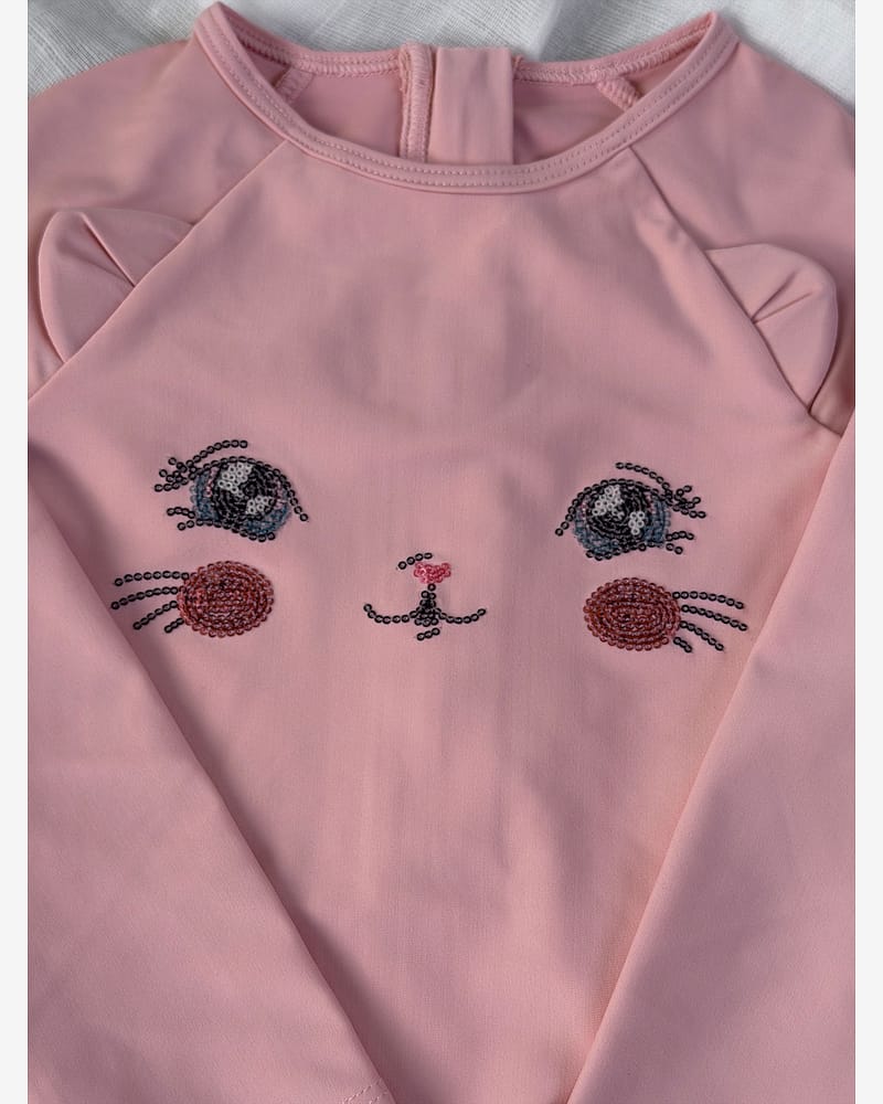 Badedrakt Langermet m/ Glitrende Paljetter - UV 40+ | Kitty Onesie