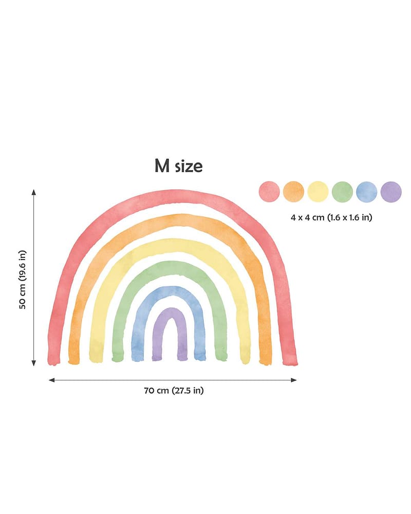 Wallstickers Regnbue og Dots - ØKO Veggklistremerker Barnerom
