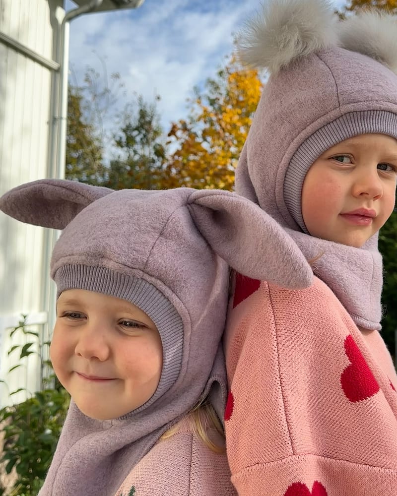 Balaclava Ull 2-lags - Kaninører, Børstet Ullfleece | Ears Wool
