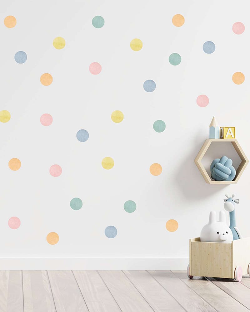 Wallstickers Prikker 50stk - ØKO Veggklistremerker Barnerom - Dots 7,9cm