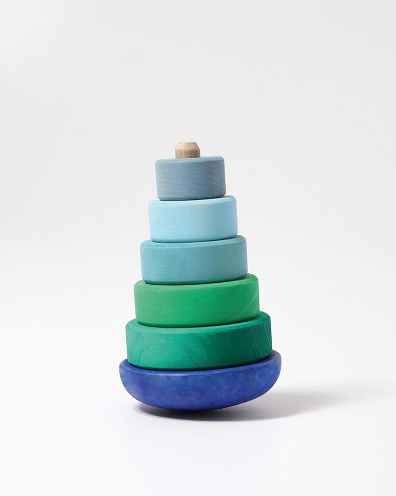 Stabletårn i Tre M/ Balansebrett - 13 cm | Wobbly Stacking Tower