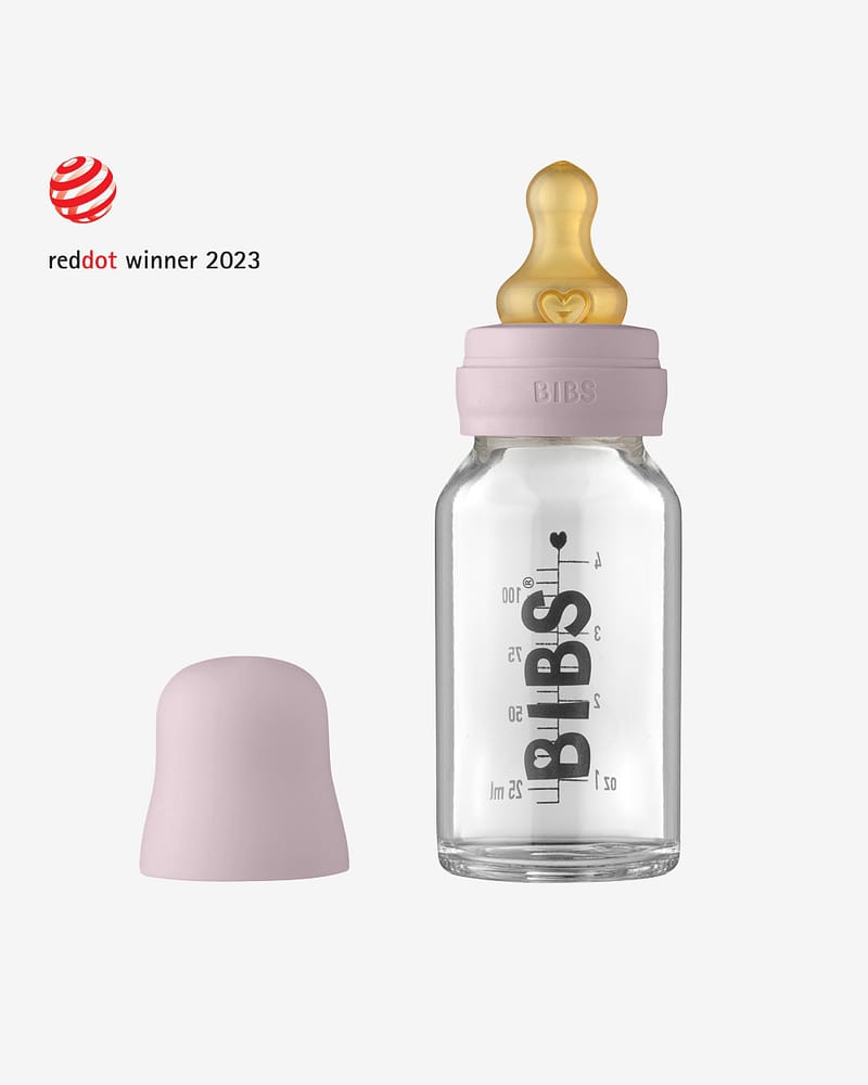BIBS Tåteflaske i Glass 110 ml - Komplett Sett