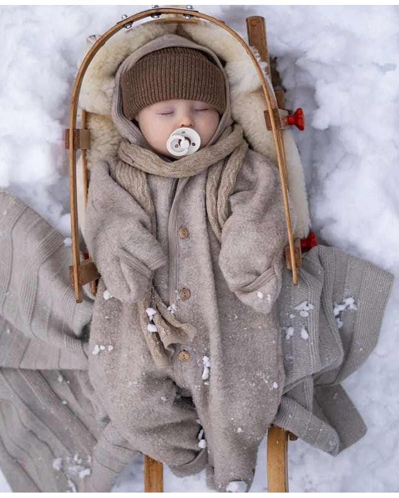 Ull Beanie barn - 100% Merino, Ubehandlet - Rib Lue Fonzie