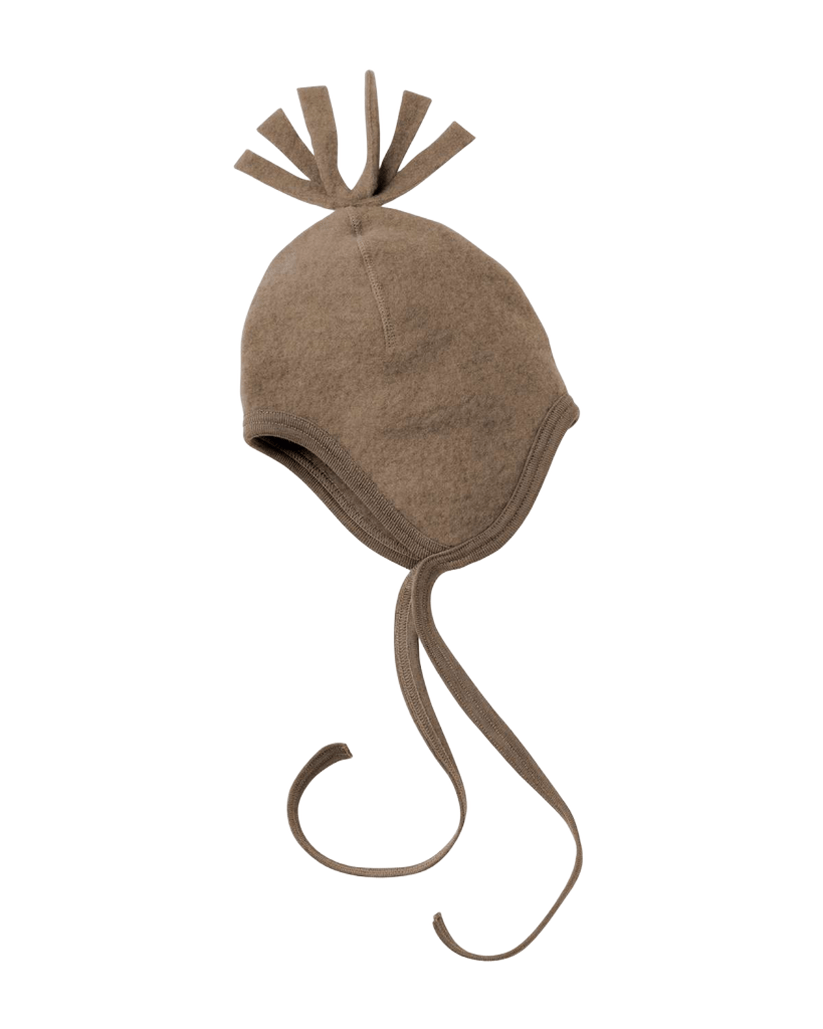 Ullue med dusk – Varm Ullfleece, 100% Merino, Brun - Walnut Melange