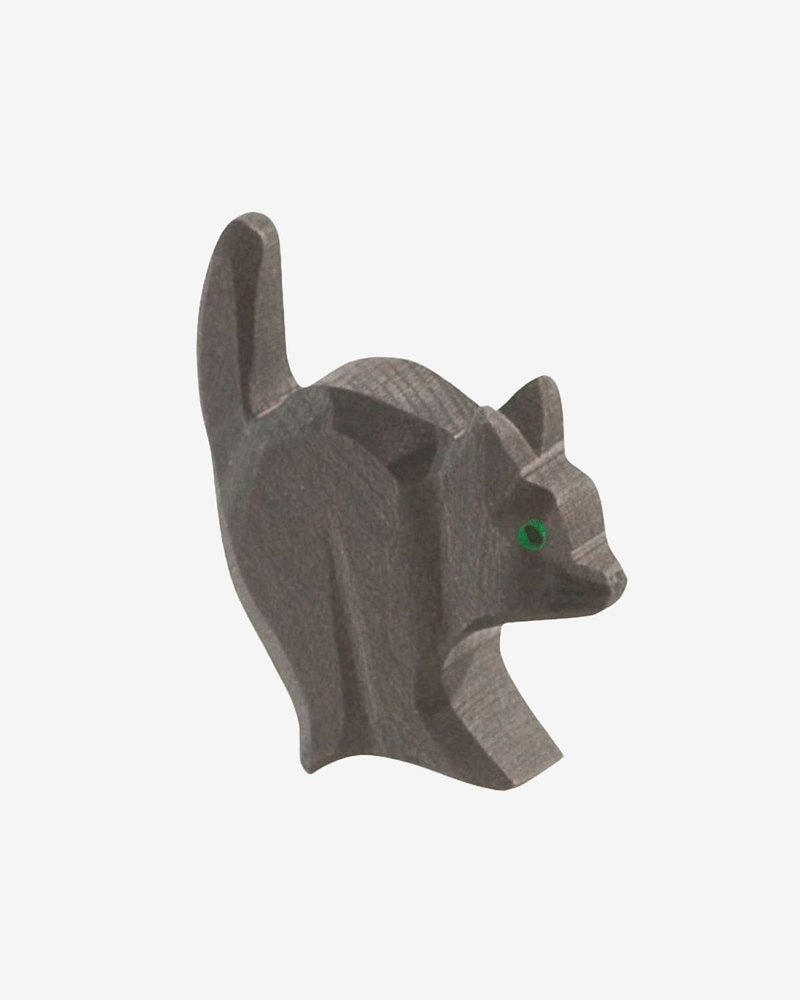 Katt Lekedyr – Håndlaget Trefigur | Bondegård Leke og Dukketeater, liten 6cm