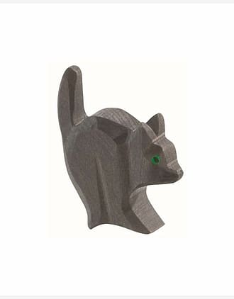Katt Lekedyr – Håndlaget Trefigur | Bondegård Leke og Dukketeater, liten 6cm