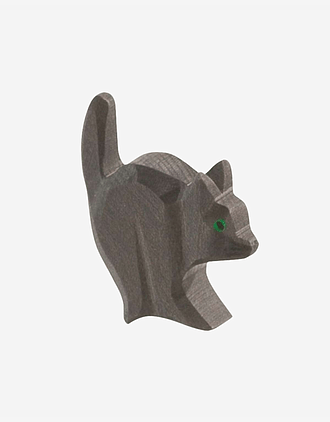 Katt Lekedyr – Håndlaget Trefigur | Bondegård Leke og Dukketeater, liten 6cm