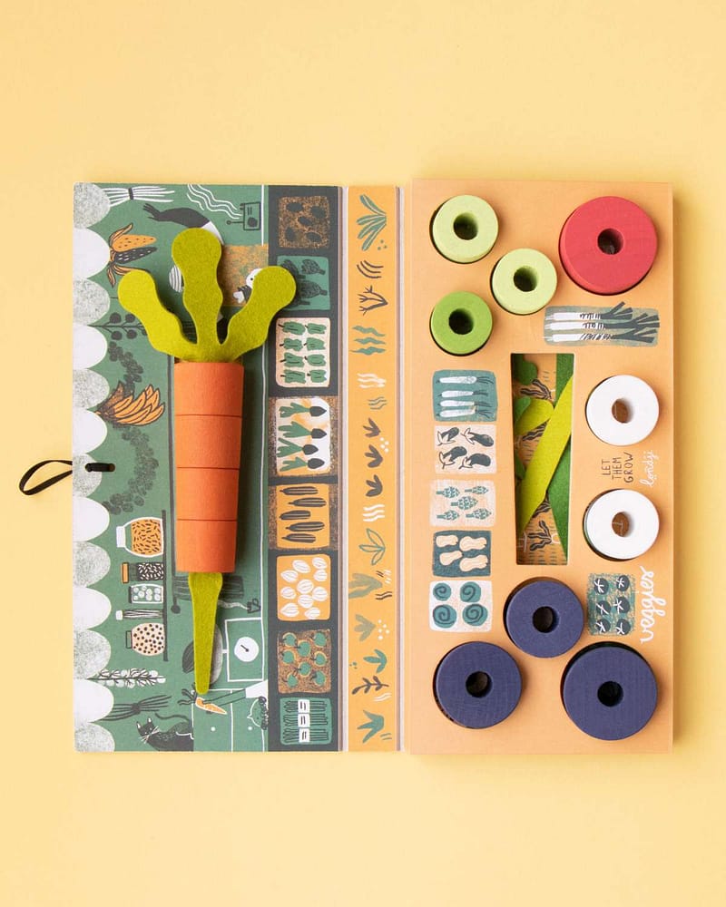 Stableleke m/ Tre-gjennom vri - "Dyrk en grønnsak", 4stk | Montessori Leker