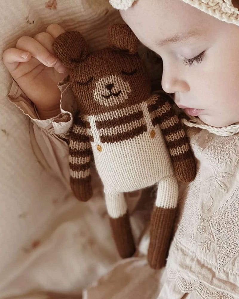 Kosebamse - Håndstrikket Alpakkaull - Unik Nyfødtbamse