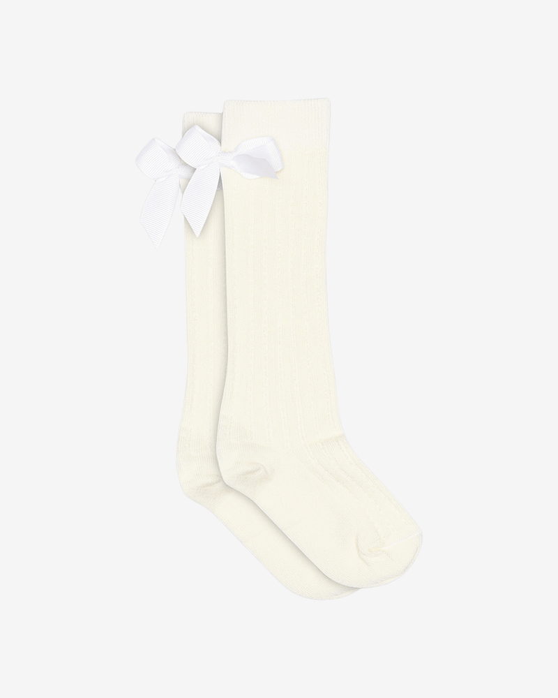Sokker Baby m/ Sløyfe i Bambus - Knestrømpe 3/4-lengde | Liva Knee Socks Bow
