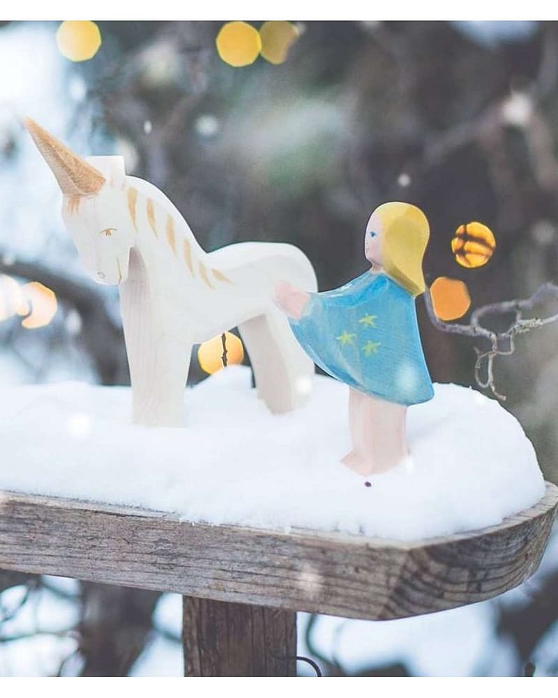 Enhjørning Trefigur - Håndlaget Dukketeater Dukker | Unicorn