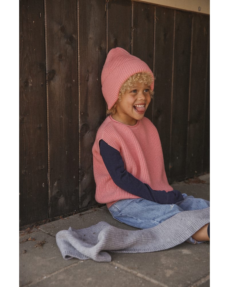 Ull Beanie barn - 100% Merino, Ubehandlet | Ribb lue Fonzie